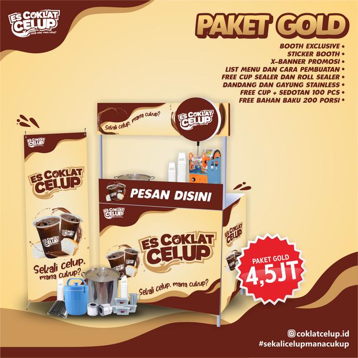 PAKET FRANCHISE ES COKLAT CELUP BOOTH GOLD