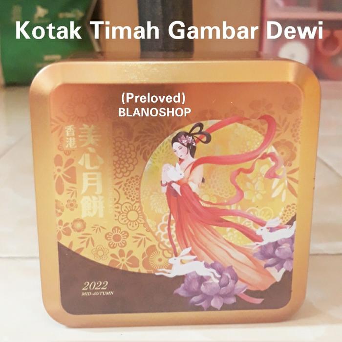 (Preloved)Kotak Timah Gambar Dewi Menggendong Kelinci