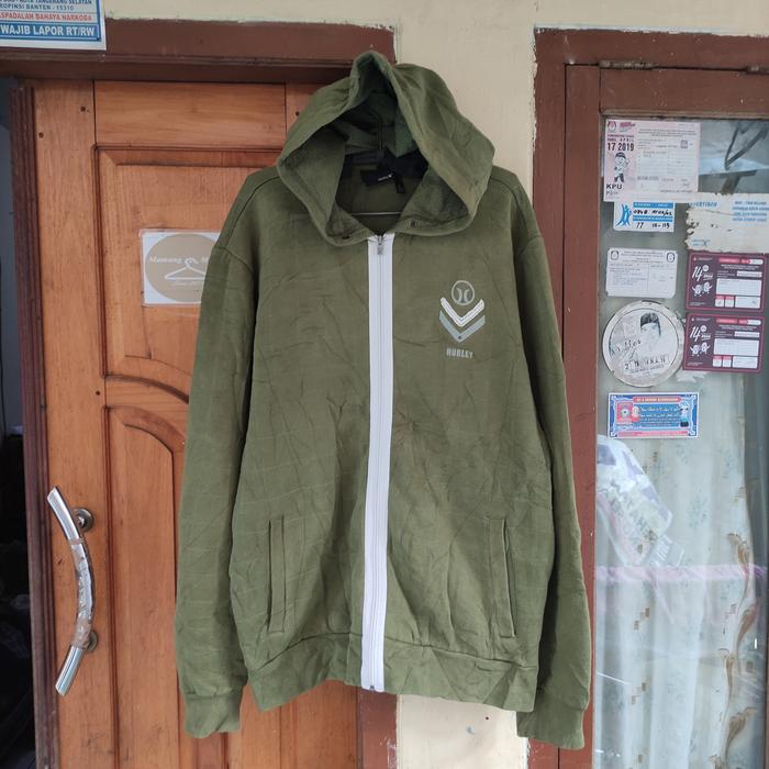 Jual Plaid Zip Hoodie Hurley Size XXL
