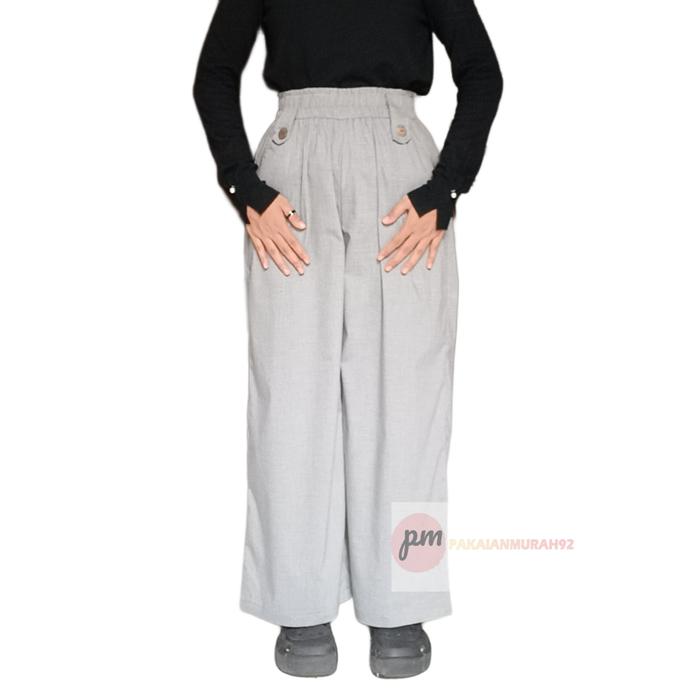 Kulot Kancing Wanita Bahan Semi Wool  Stretch,Kulot Semi Wool