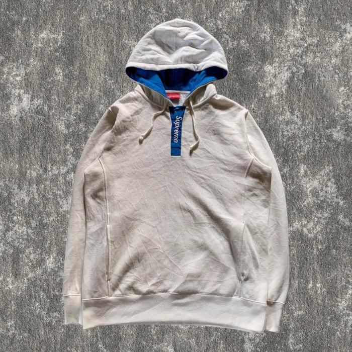 RARE hoodie supreme contrast placket half zip Unisex
