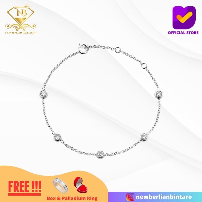 NBG06 - gelang rantai tangan berlian eropa emas putih asli 750