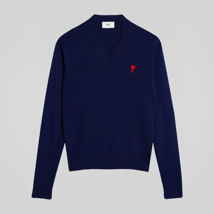 AMI Paris Ami De Coeur V-Neck Sweater