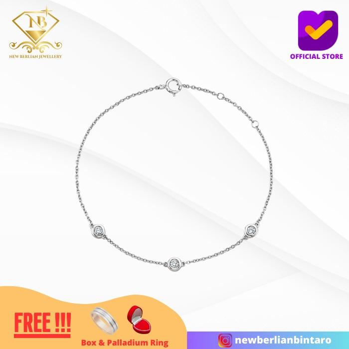 NBG03 - gelang rantai tangan berlian eropa emas putih asli 750