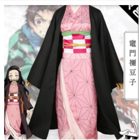 Costume Kids Cosplay Nezuko Kimetsu No Yaiba Haori Jepang AnimeFullSet