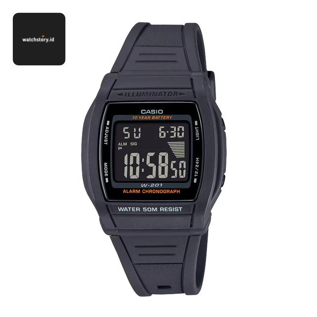 Jam Tangan Casio Digital W-201-1BVDF Original