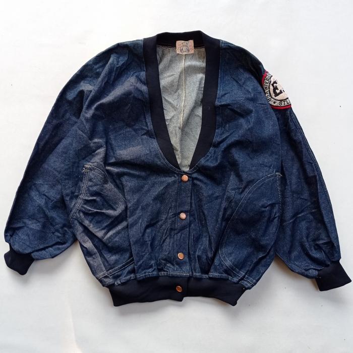 vintage unknown japan denim bomber cardi collar jacket visvim kapital