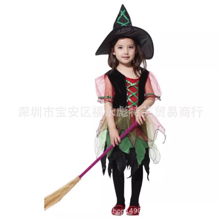 kostum penyihir anak gadis | witch hooded costume girl