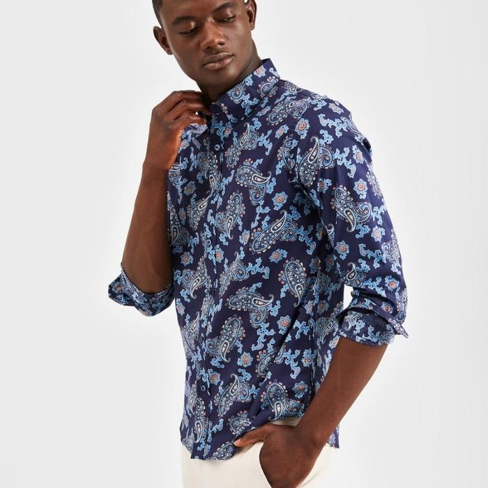 Ben Sherman Paisley Print LongSleeve Shirt (Marine Blue) Original