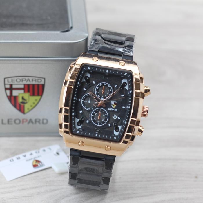 Jam tangan Pria leopard 8018M tanggal aktif chrono off analog original