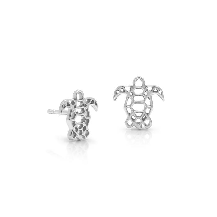 Bedoco Turtle Silhouette Earring Post | Anting Sterling Silver 925