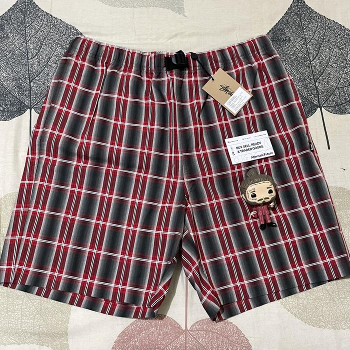 Stussy Nepal Plaid Mountain Shorts Red