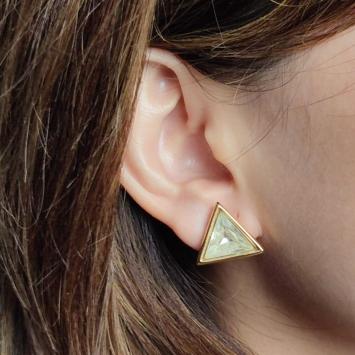 Monet Triangle Goldtone Studded Earrings Anting Wanita A534
