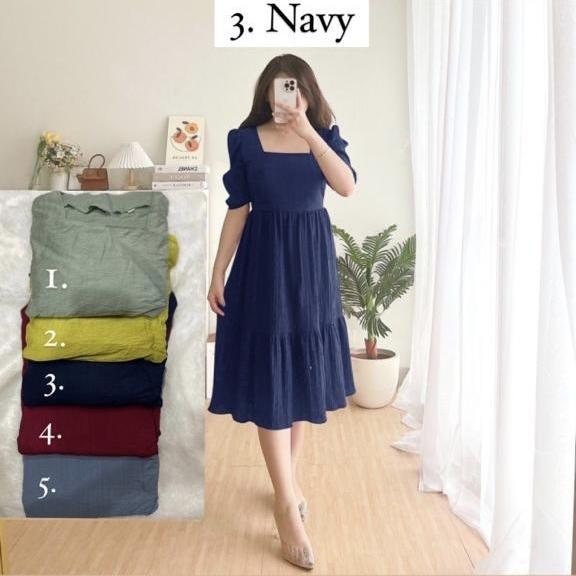 Dress Baju Gaun Fashion Wanita Dewasa Vivian Navy