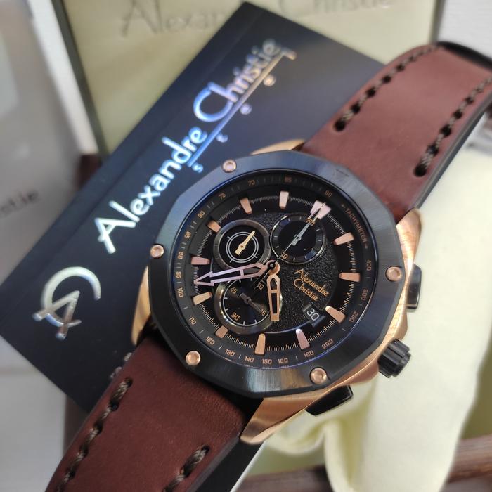 Jam PRIA ORIGINAL Alexandre Christie Ac 6663 MC Leather All Steel Stai
