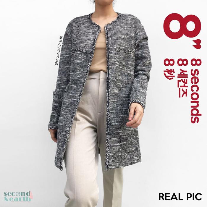 Preloved 8Seconds Authentic Long Coat S Luaran Outer Panjang Tweed Abu