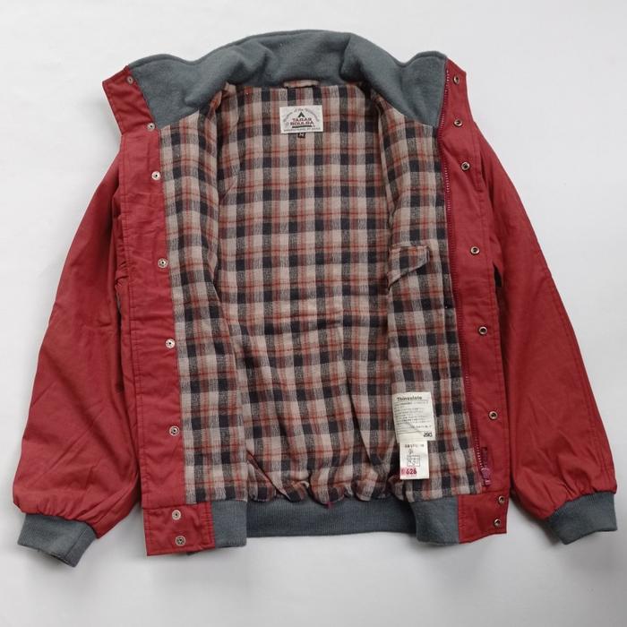 vintage taras boulba asics japan casual bomber jaket twotone plaid cdg