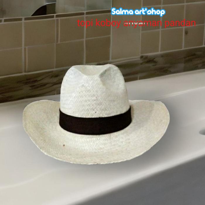 topi koboy anyaman pandan,topi koboy dewasa  pria wanita