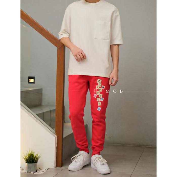 Celana Jogger Champion Reverse Weave Scrabble Red Original - LIMITED