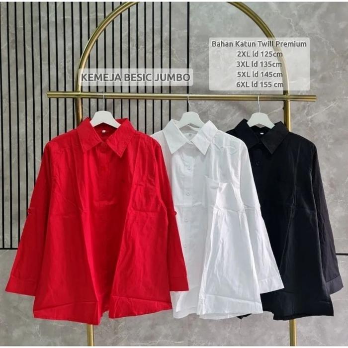 Kemeja Lengan Panjang Wanita Blouse Jumbo LD 125-135