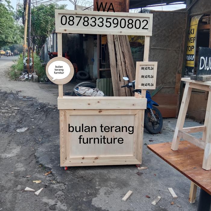 booth portable kombinasi triplek+kayu jati belanda+Roda 120x60x180