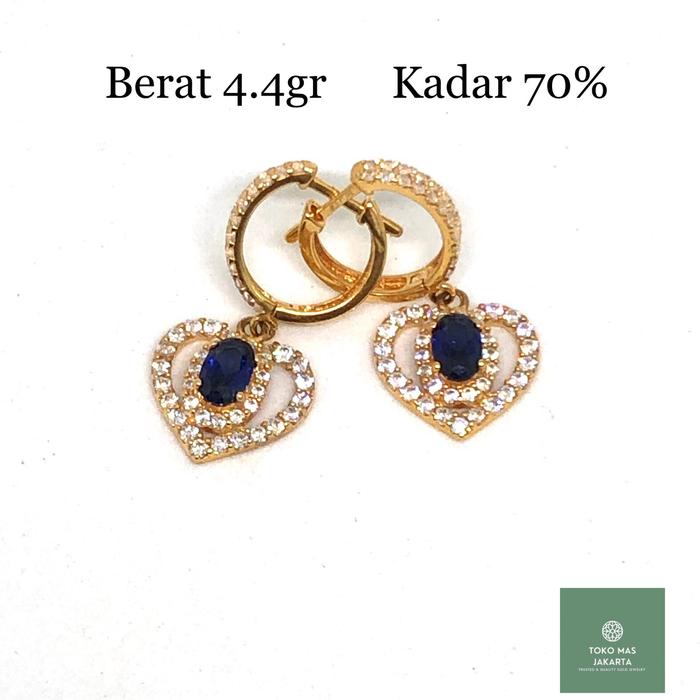 Anting Love Mata Biru Emas Kuning 4.4gr