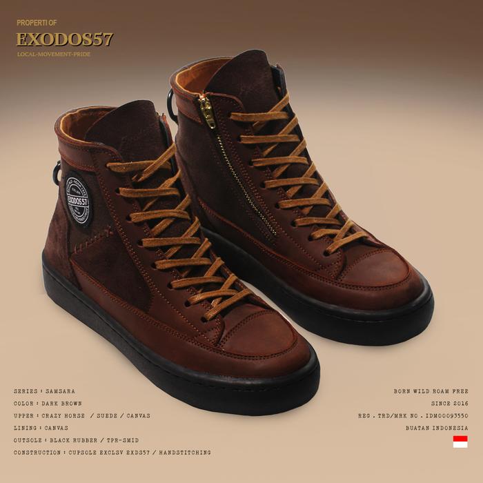 Sepatu Sneakers Kulit Pria Exodos57 Samsara Dark Brown