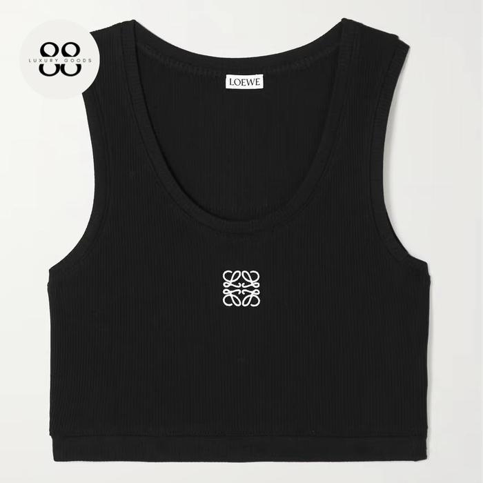 Loewe Regular Cropped Tank Top Black / White Logo Size XS