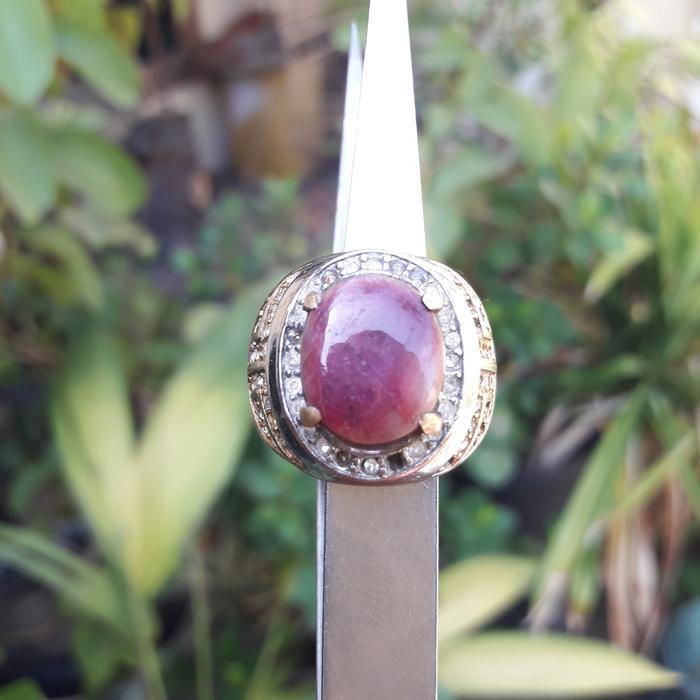 Cincin Batu Akik Permata Ruby Daging Johnson Natural Serat Burma Birma