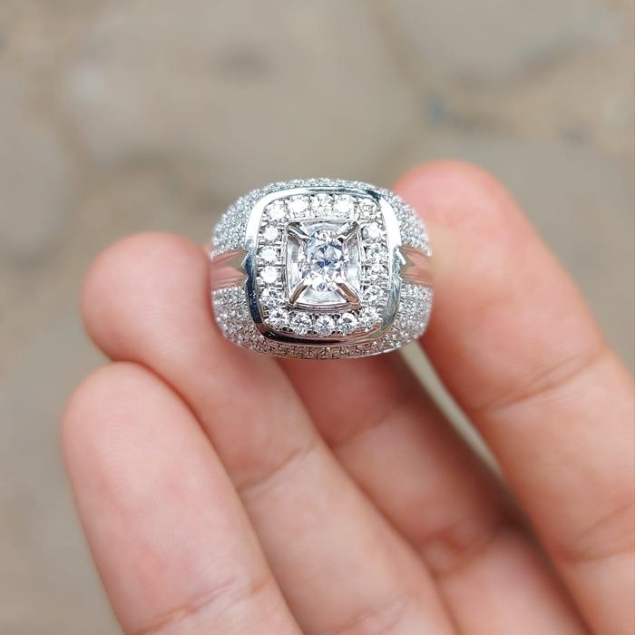 Cincin Pria Berlian Asli Emas Putih