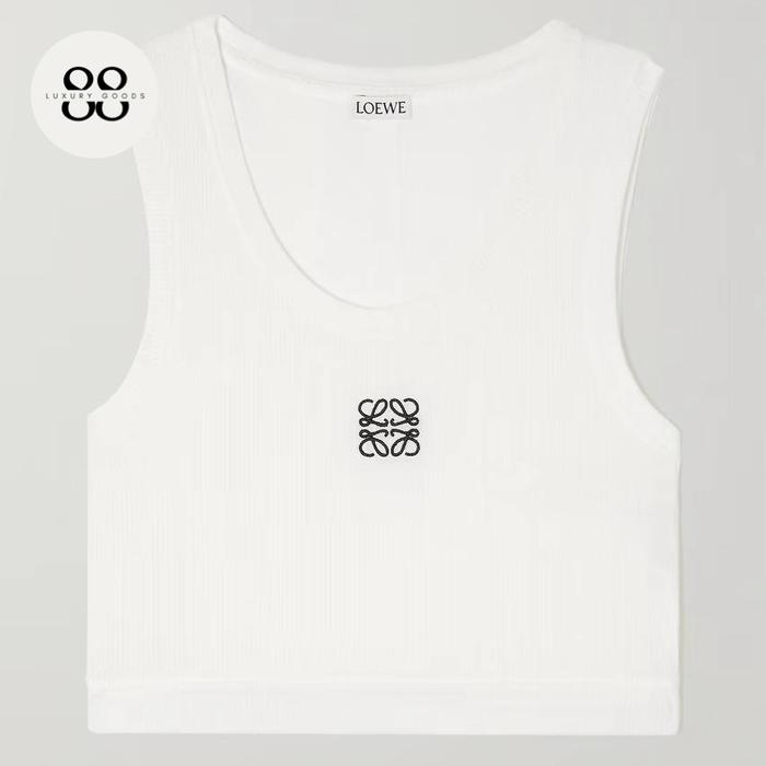 Loewe Regular Cropped Tank Top white / black Logo Size S M L