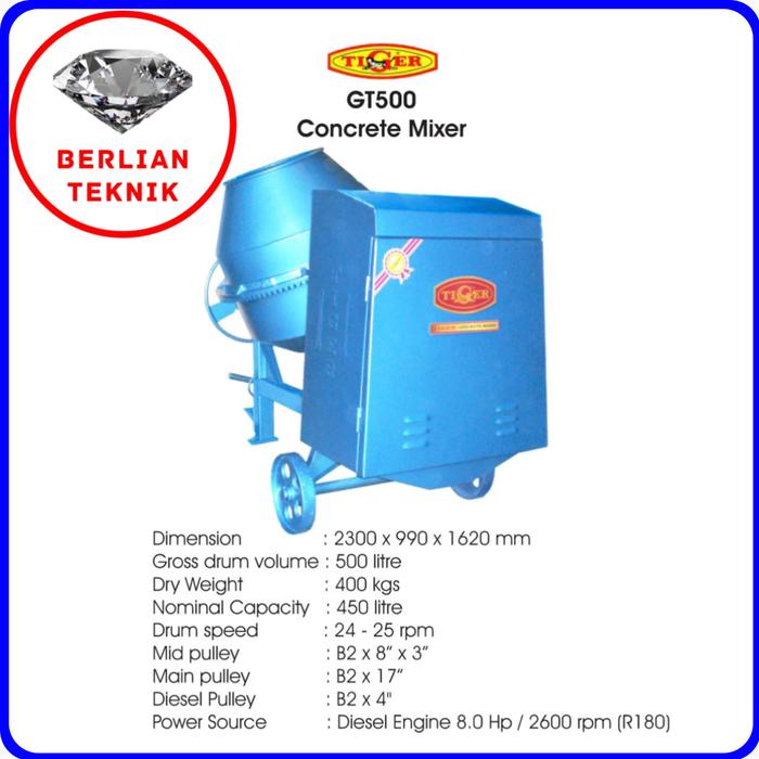 Beton Molen Concrete Mixer Semen TIGER 500 Liter