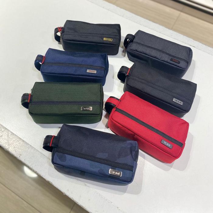 Tas Tumi Small Kit Pouch Men Black/Black Gold/Red/Navy