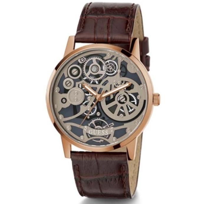 GUESS GW0570G2 Jam Tangan Analog Pria Kulit Coklat Original
