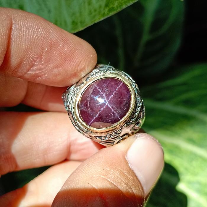 Cincin Pria Batu Permata Natural STAR GARNET Asli
