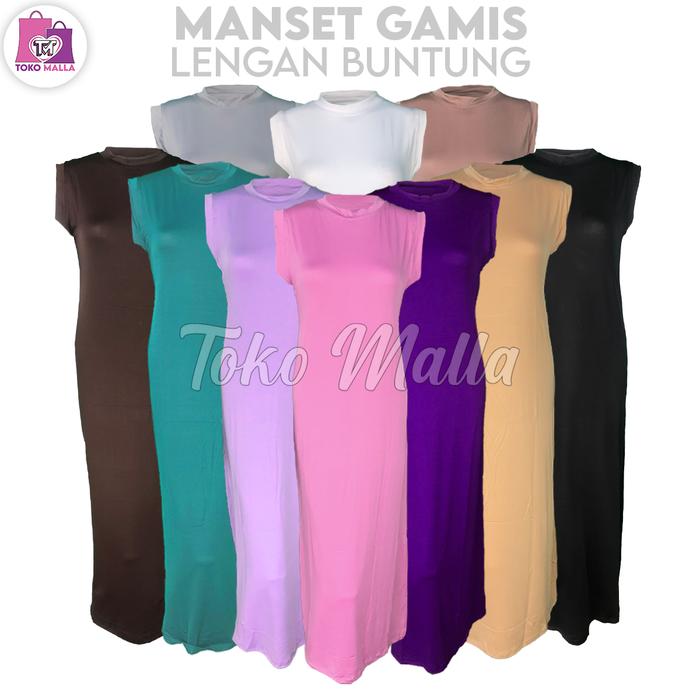 Manset Gamis Dalaman Wanita Bahan Spandeks Balon Licin Melar Sreach Adem Baju Gamis Wanita Lengan Bu
