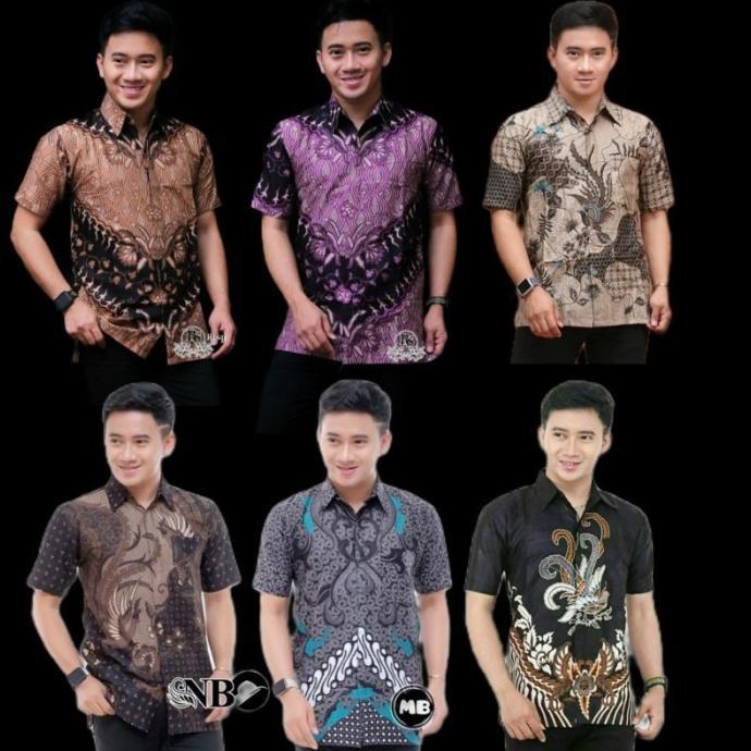 \\BEST SELLER// Kemeja batik Mega semarangan abu pendek