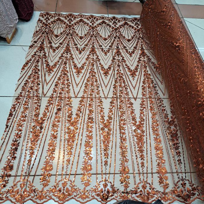 (COD) bahan kain tulle elishaab full payet sequin mewah