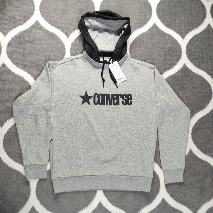 Jaket Hoodie Converse Original Unisex Men's Removable Hooded Crew 10019968 A0