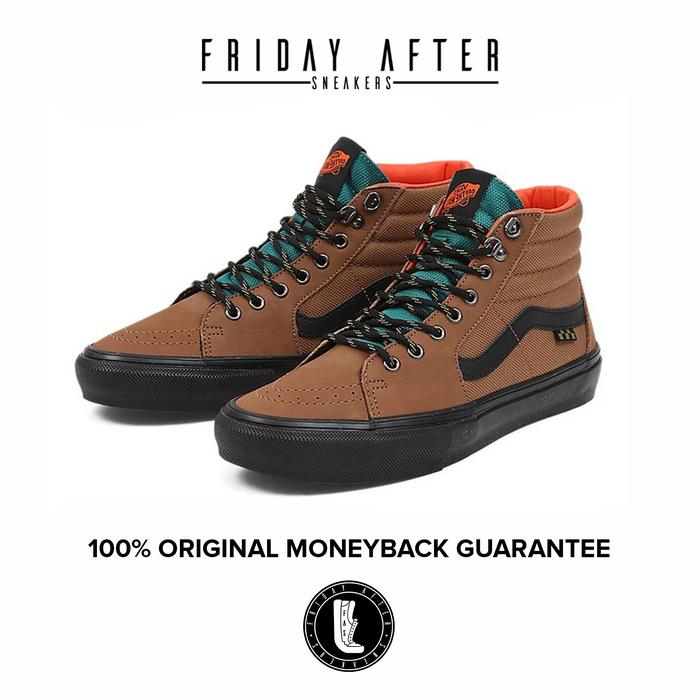 Sepatu Sneakers Pria Vans Skate SK8 HI Outdoor Brown Black Original