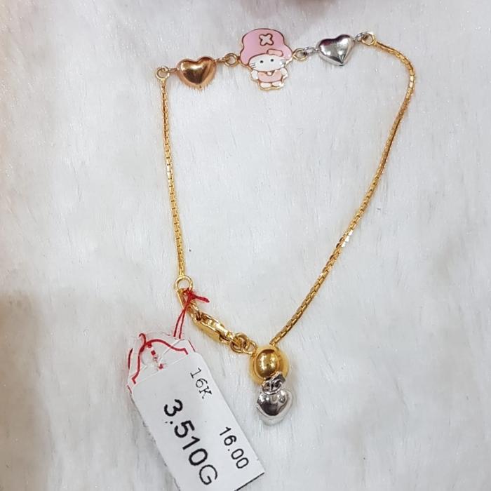 Gelang rantai emas 70 helo kity hati serut