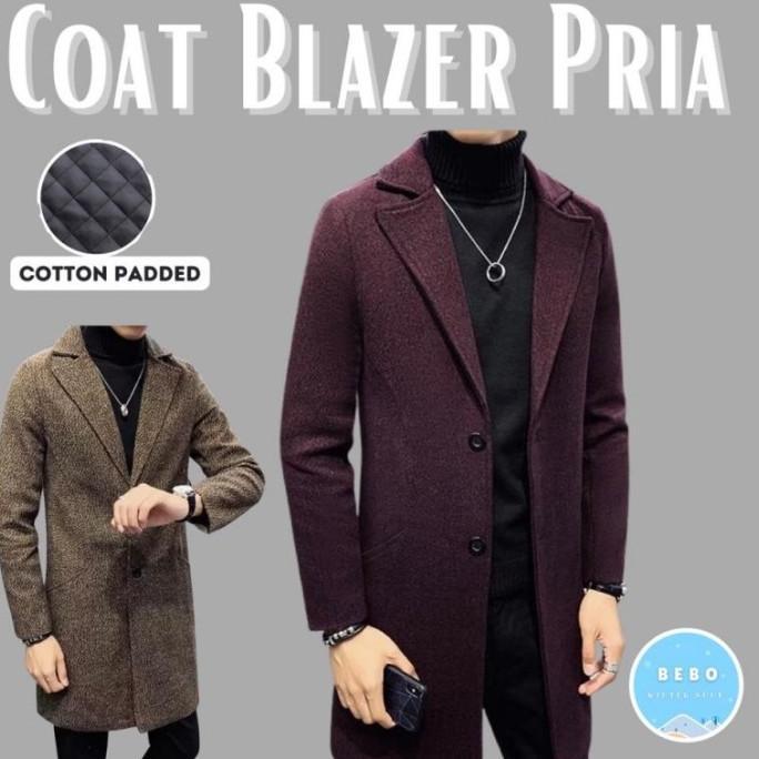 Coat Korea Pria Tebal Hangat Jas Blazer Wol inner cotton