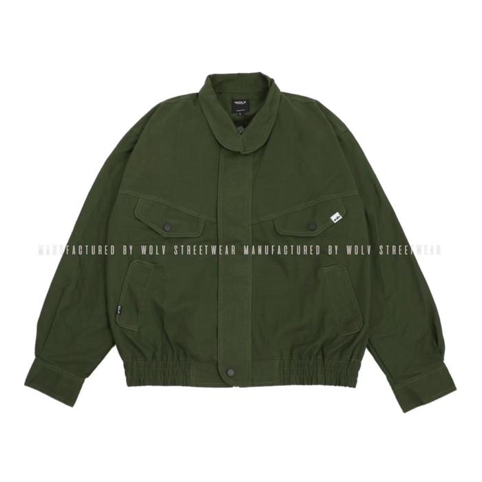 jaket pria flight jacket kanvas wolf premium