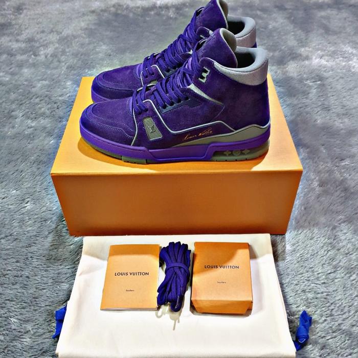 Size Lv7 Louis Vuitton Trainer Purple High Sneakers 100% Authentic