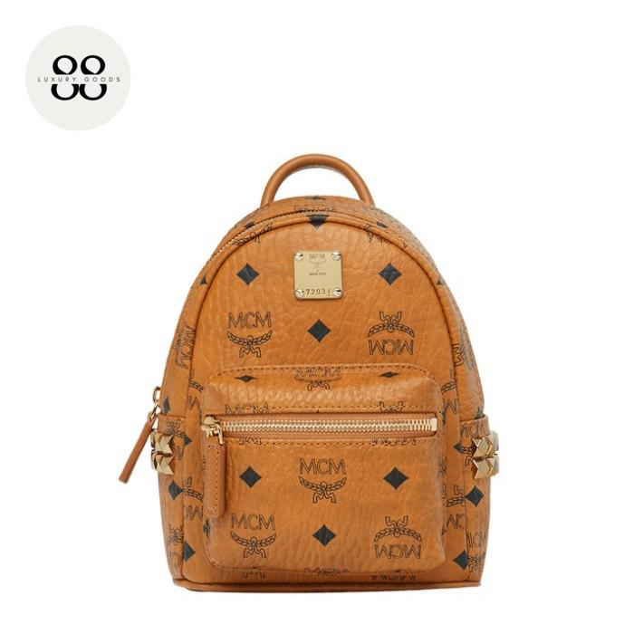 MCM mini bebeboo backpack in visetos cognac