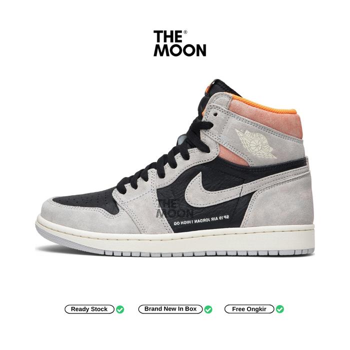 Sepatu Air Jordan - Air Jordan 1 Retro High Neutral Grey Hyper Crimson Original