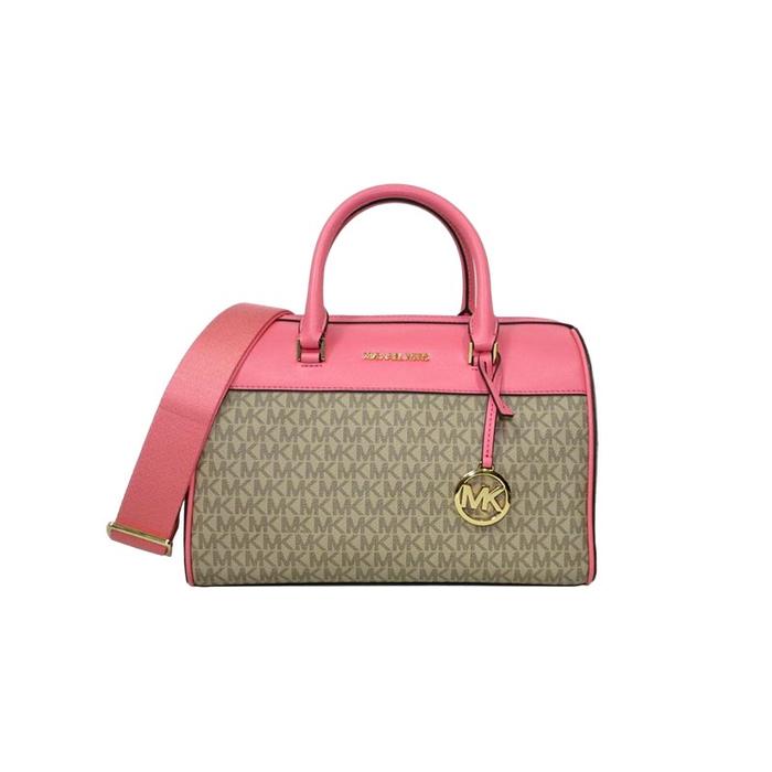 Tas Wanita Branded MK Travel Medium Duffle Logo Satchel Bag - Rose