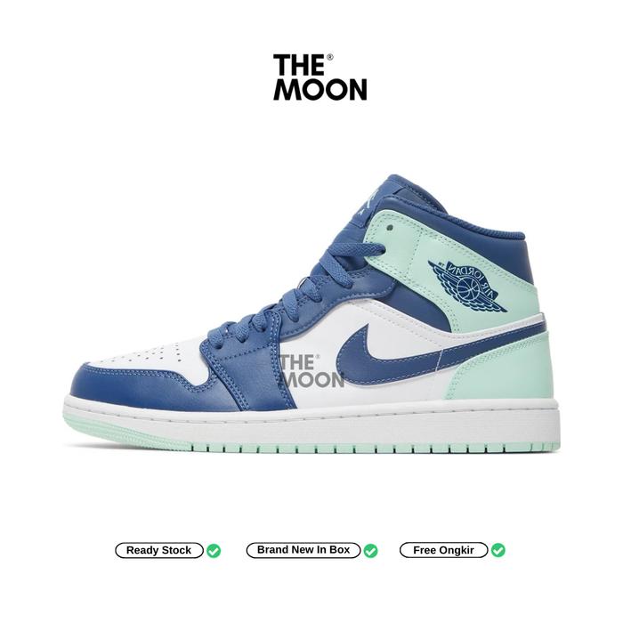 Sepatu Air Jordan - Air Jordan 1 Mid Blue Mint Original