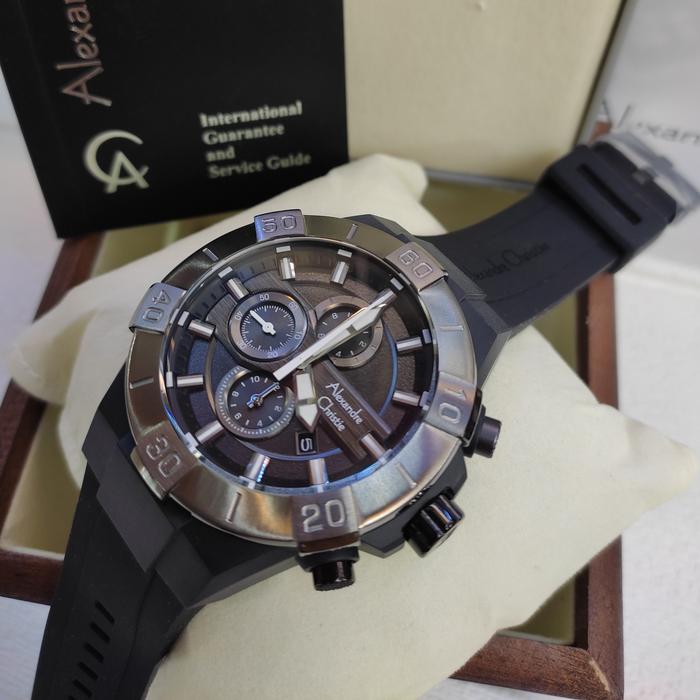 Jam Tangan PRIA ORIGINAL Alexandre Christie Ac 6649 MC Rubber Solid St