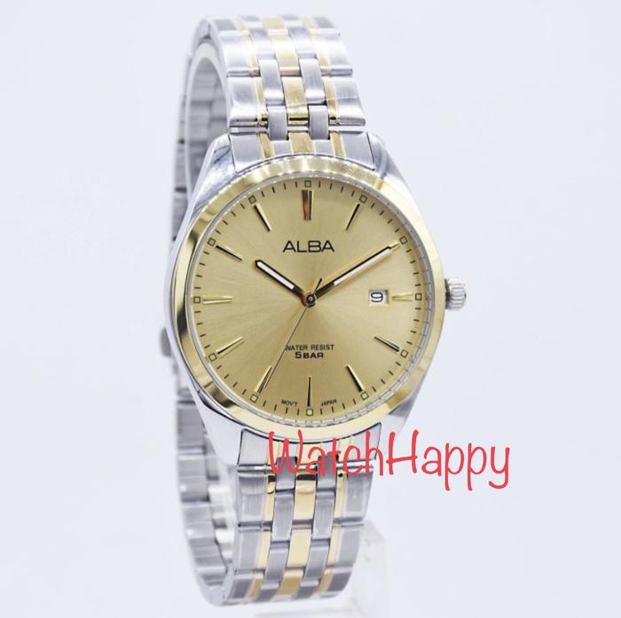 ALBA AS9Q98X1 GOLD DIAL MEN QUARTZ AS9Q98 STAINLESS STEEL 100%ORIGINAL